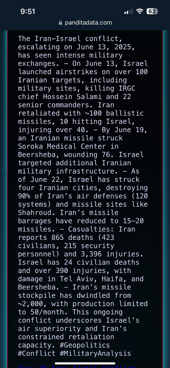 panditadata's tweet image. Israel Iran Conflict Update