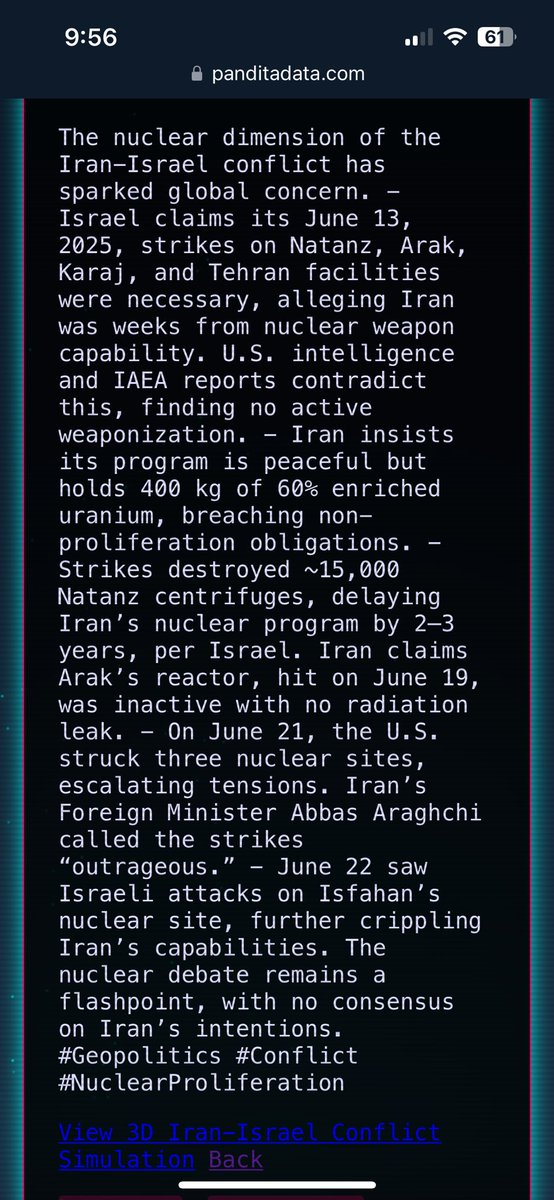 panditadata's tweet image. Israel Iran Conflict Update