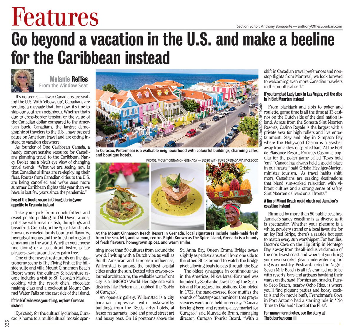 Melanie Reffes (@reffes1) on Twitter photo Sharing my latest travel column published in the largest English language weekly in Montreal, an impressive 100,000 readers :-) <a href="/TheSuburbanNews/">The Suburban</a> <a href="/mountcinnamon/">Mount Cinnamon</a> <a href="/CuracaoTravel/">Curaçao Tourist Board</a> <a href="/VisitJamaicaNow/">Visit Jamaica</a> #Caribbean #stmartin #Curacao #traveling Sharing my latest travel column published in the largest English language weekly in Montreal, an impressive 100,000 readers :-) <a href="/TheSuburbanNews/">The Suburban</a> <a href="/mountcinnamon/">Mount Cinnamon</a> <a href="/CuracaoTravel/">Curaçao Tourist Board</a> <a href="/VisitJamaicaNow/">Visit Jamaica</a> #Caribbean #stmartin #Curacao #traveling
