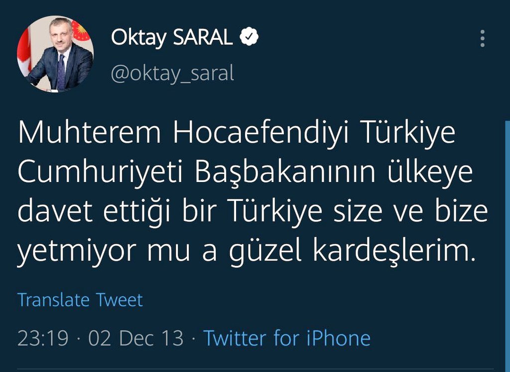 Cumhurbaşkanı Başdanışmanı Oktay Saral'ın "Muhterem Hocaefendi" dediği şahıs kim?