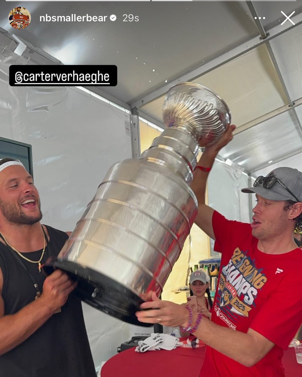 Nick Bosa also enjoying getting to hoist the NHL Stanley Cup this offseason 🏆