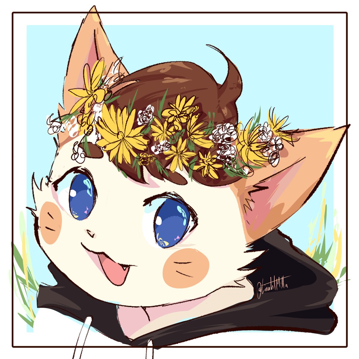 BoxoBananas's tweet photo. A most beauteous flower crown was bestowed upon me, but OOOUGH MY ALLERGIES-
🎨@LinahtMilla https://t.co/r4S2nPTI5S