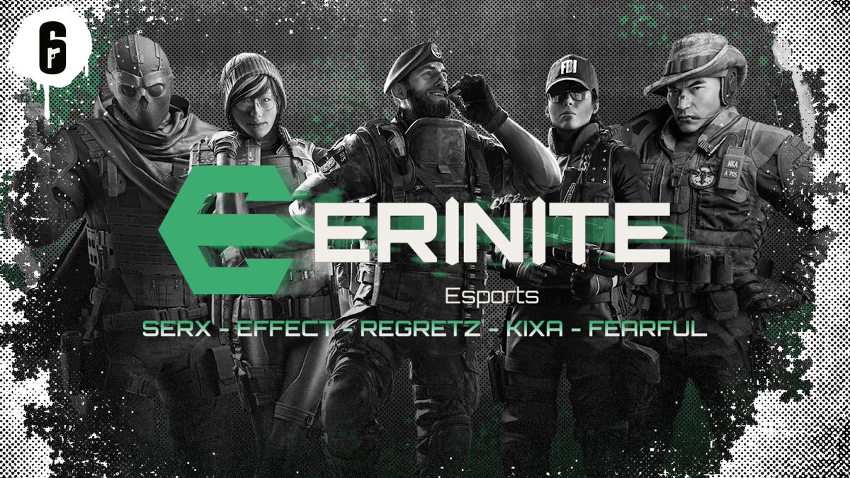 Erinite is shattering expectations and breaking onto the siege scene with our brand new siege roster! 💥🔨

<a href="/RegretsR6/">Regrets🧬</a> : IGL 🧠
<a href="/MaybeKixa/">Kixa</a> : First Entry
<a href="/EffectR6s/">Effect</a> : SS
<a href="/FearfulR6s/">Fearful</a> : HS
<a href="/SerxR6/">Serx</a> : Flex

#ERIWIN | #ShineBright 💚