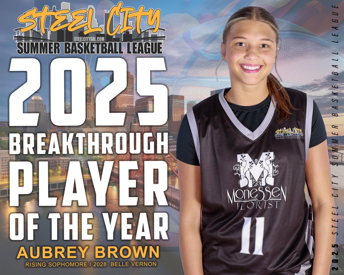 Steel City Summer Basketball League (@steelcity_sbl) on Twitter photo 2025 <a href="/SteelCity_SBL/">Steel City Summer Basketball League</a> 🌱 Breakthrough Player of the Year
Aubrey Brown (<a href="/aubreybro20/">Aubrey Brown</a>) – Monessen Florist
6 votes 2025 <a href="/SteelCity_SBL/">Steel City Summer Basketball League</a> 🌱 Breakthrough Player of the Year
Aubrey Brown (<a href="/aubreybro20/">Aubrey Brown</a>) – Monessen Florist
6 votes