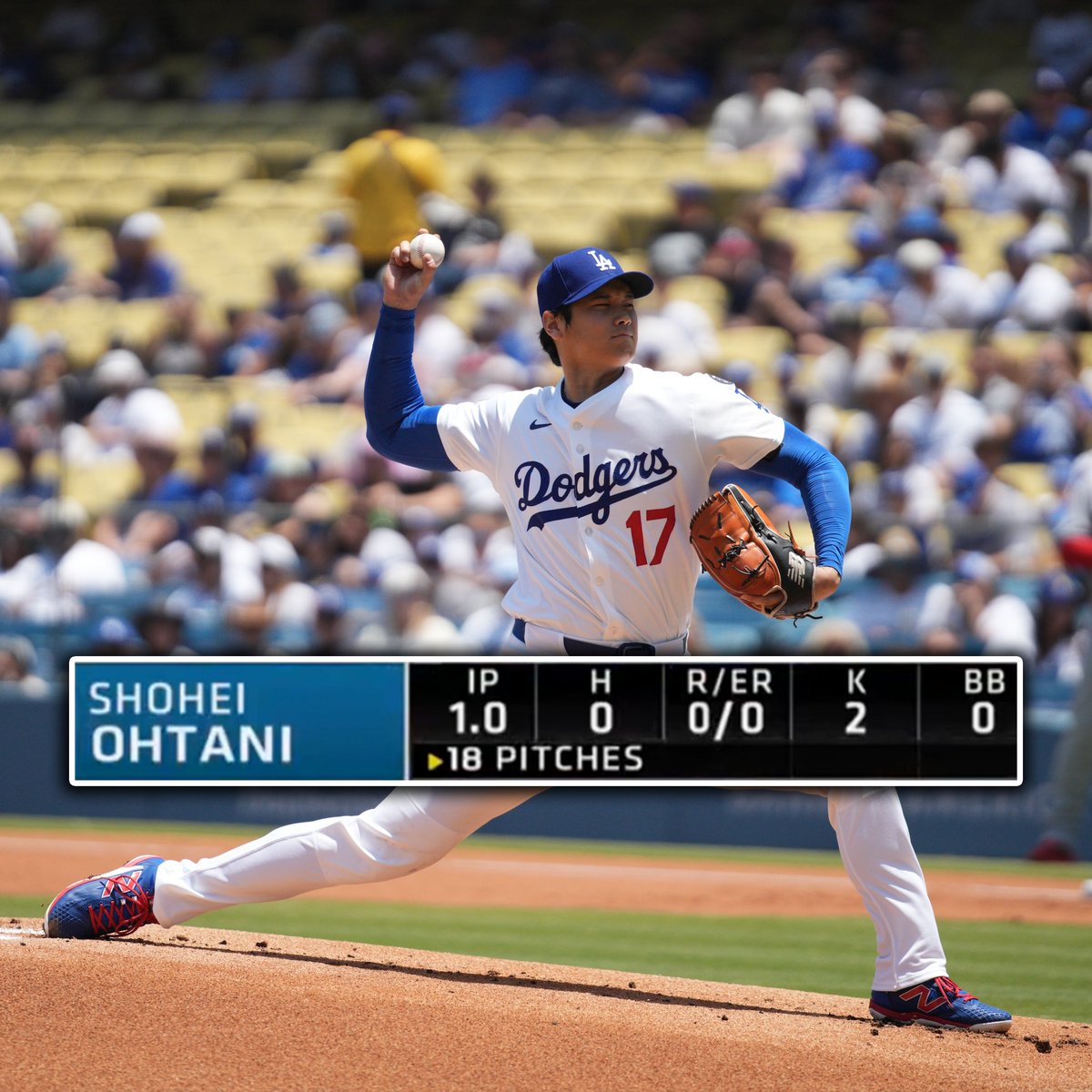 MLB's tweet image. Shohei Ohtani pitched a scoreless inning in his second appearance this season.