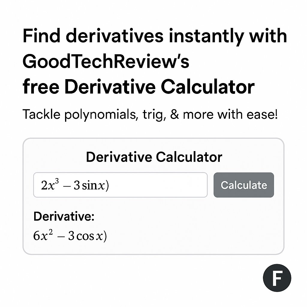 reviewgoodtech's tweet image. Need help solving derivatives?
Use this Free Derivative Calculator for instant solutions & step-by-step breakdowns.
✅ Polynomials, trig, logs, exponentials
👉 goodtechreview.com/derivative-cal…
#DerivativeCalculator #CalculusHelp #MathSolver #STEMTools #OnlineLearning #GoodTechReview