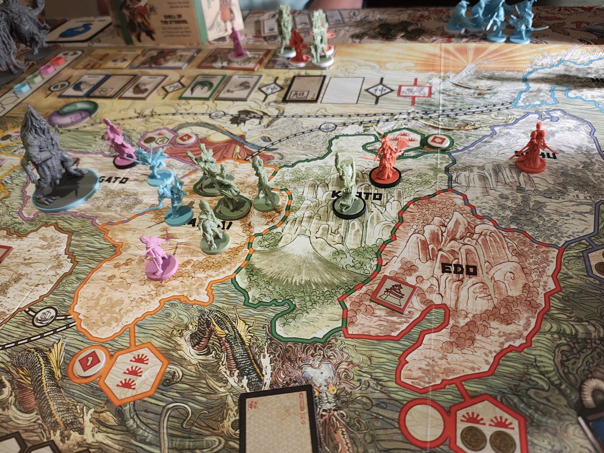 Sunday night boardgame night! Noble samurai and monstrous oni clash for control of feudal Japan in Rising Sun! Will honour prevail, or will the oni rule?