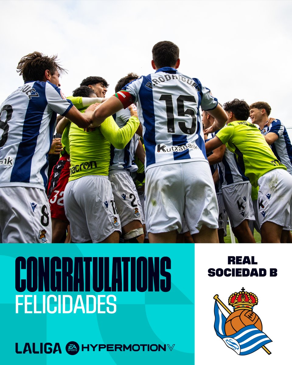 💙🤍 ¡La <a href="/RealSociedad/">Real Sociedad Fútbol</a> B es nuevo equipo de #LALIGAHYPERMOTION!

🌟🆙 ¡Felicidades por el ascenso, Sanse!