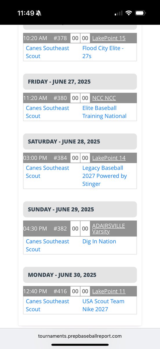 Ready for a great tournament at PBR National at Lakepoint with <a href="/canessoutheast/">Canes Southeast</a> 

<a href="/IanSmittyGA/">Ian Smith</a> <a href="/Hudson_PBR/">Hudson Graham</a> <a href="/RyanDavis3389/">Ryan Davis</a> <a href="/Esnide25/">Eric Snider</a> <a href="/FAUCoachMac/">J. McCormack</a> <a href="/BVanderglas/">Brad Vanderglas</a> <a href="/KSchnall9/">Kevin Schnall</a> <a href="/jm_kelly4/">JM Kelly</a> <a href="/jbodean46/">Jeff Johnson</a> <a href="/ncain39/">Nolan Cain</a> <a href="/bob_denucci/">Bob DeNucci</a> <a href="/Nolanatkins7/">Nolanatkins</a> <a href="/CoachMegahee/">Ty Megahee</a> <a href="/Tyler_Younger3/">Tyler Younger</a> <a href="/TyKav12/">Tyler Kavanaugh</a>