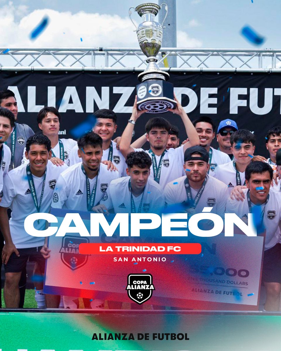 La Trinidad FC hizo un gran trabajo y logró llevarse la Copa Alianza en San Antonio ‼

Felicidades, ahora toca celebrar el campeonato 🏆🔥

#AlianzaDeFutbol