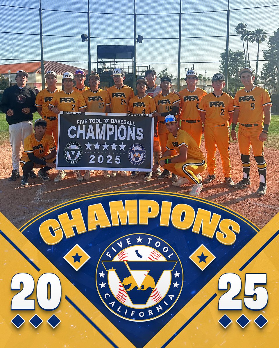 🏆CHAMPIONS🏆

Congrats to <a href="/CaliforniaPFA/">PFA_California 🖤💛</a> 2026 on winning the 17U/18U Division of the <a href="/FiveTool/">Five Tool Baseball</a> California SoCal Inland Empire Classic!

#WatchEm
