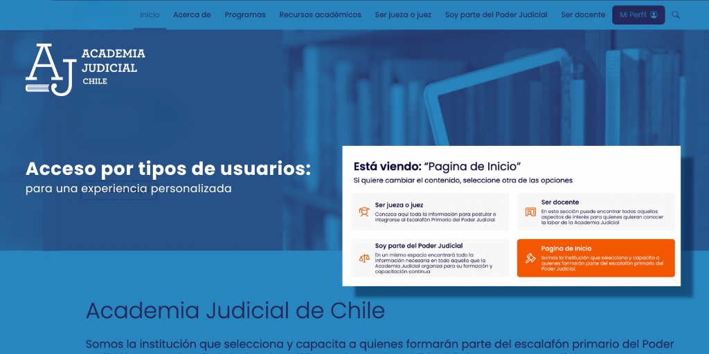 Academia Judicial (@academiajudic1) on Twitter photo Academia Judicial presenta su nuevo sitio web, con navegación y contenidos organizados según perfiles:
👩⚖️ Postulantes Judicatura
⚖️ Integrantes <a href="/PJudicialChile/">Poder Judicial Chile</a>
📚 Docentes
Incluye recursos académicos por ámbitos temáticos y un buscador optimizado
🔗 academiajudicial.cl/academia-judic… Academia Judicial presenta su nuevo sitio web, con navegación y contenidos organizados según perfiles:
👩⚖️ Postulantes Judicatura
⚖️ Integrantes <a href="/PJudicialChile/">Poder Judicial Chile</a>
📚 Docentes
Incluye recursos académicos por ámbitos temáticos y un buscador optimizado
🔗 academiajudicial.cl/academia-judic…