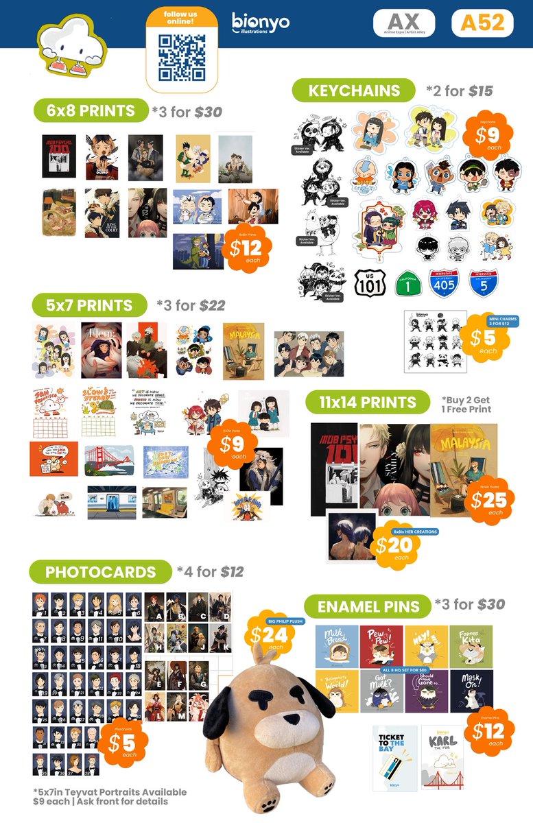 bionyooo's tweet photo. HELLO!!! may i present to you… my AX catalog ! coming back to LA with a lot of new items ☝🏼🌸 

made a lot of new stickers of my favorite shows! do you recognize any of them? hehe 

#AX2025ArtistAlley #AXArtistAlley2025 #AXArtistAlley #AX2025 #AnimeExpo https://t.co/We5UHCtOut