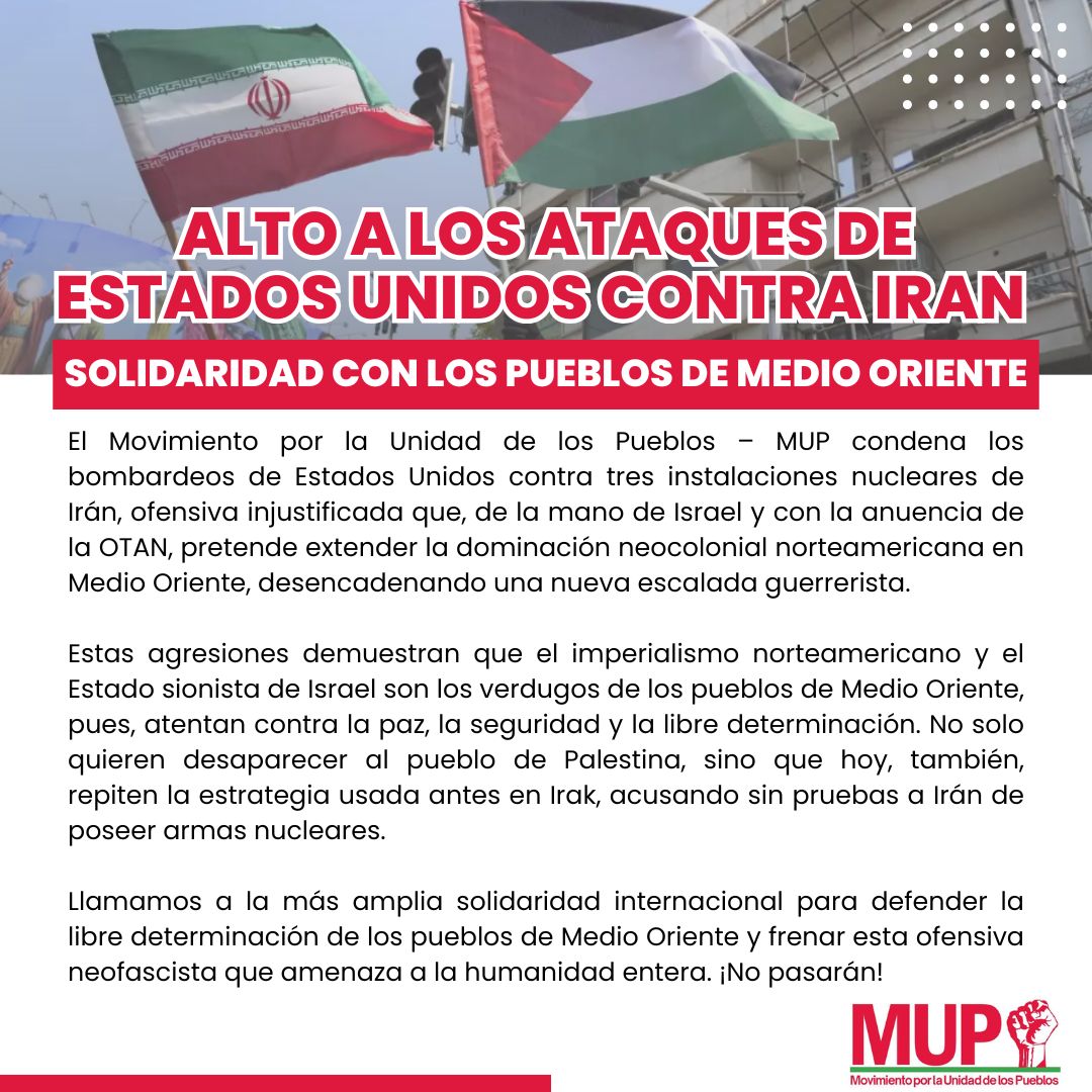 #Pronunciamiento || ALTO A LOS ATAQUES DE ESTADOS UNIDOS CONTRA IRAN, SOLIDARIDAD CON LOS PUEBLOS DE MEDIO ORIENTE