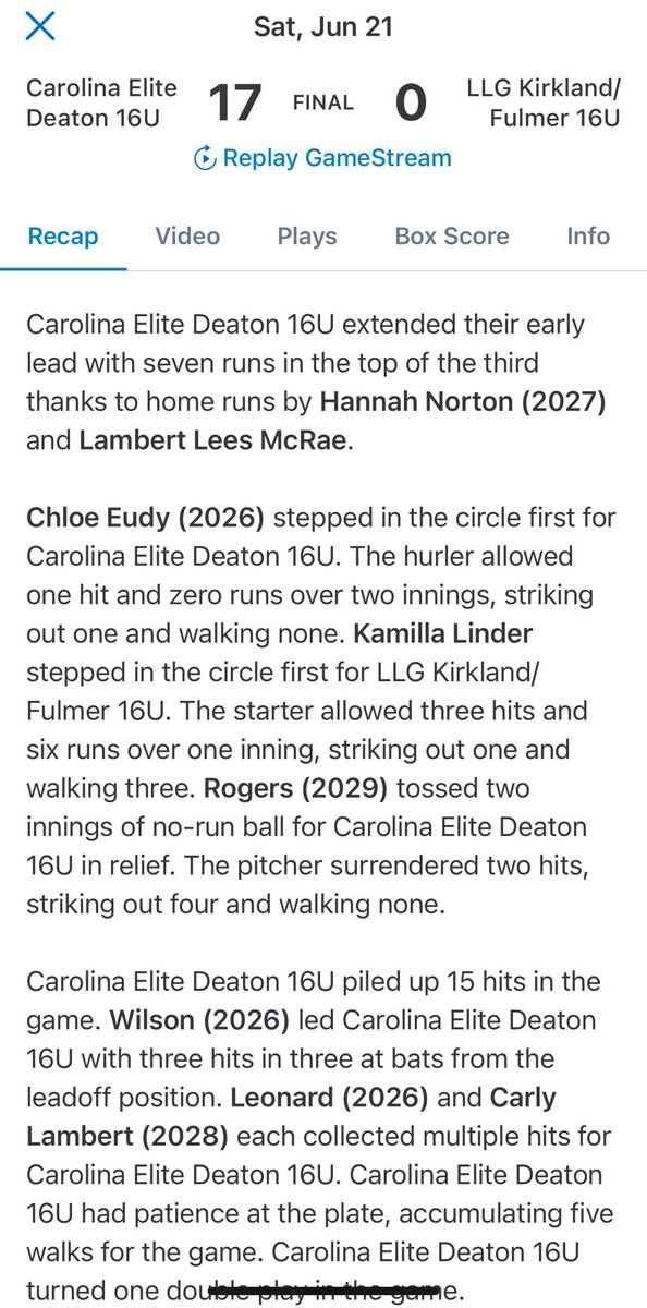 Hannah_N2027's tweet photo. Great few weekends with @elitedeaton 
We’ve looked great as a team and individually. Super excited to see where this summer goes! @ExtraInningSB @CiaraHanson_ @UNCSoftball @GWUSoftball @UNCGSoftball @coachbreneman @coachmegsmith https://t.co/e9eWtBqFam