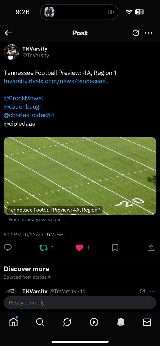 Thank you !!! <a href="/TnVarsity/">TNVarsity</a> for mentioning me in the 4a region 1 preview!!! Can’t wait for dead period to be over BIG things coming next  season!!!! <a href="/NACougarFB/">Northview Football - Kodak, TN</a>