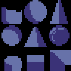 Prática pixel art 22/06:

formas geométricas e luz e sombra. Tudo tirado da minha cabeça e feito em 16x16. Amanhã eu provavelmente vou fazer a mesma coisa só que em 32x32 ou um estudo de luz e sombra só que no papel.

#pixelart #aseprite