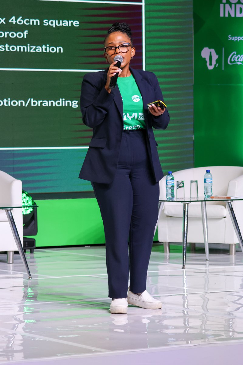 dstigovza's tweet photo. Highlight of #GYI2025 Day 2 was the Green Innovators Pre-Pitch. Meet one of the top 5 finalists, Nandisa Ngubelanga pitched her innovative idea Green Del. Green Del presented a clean delivery model using solar-charged electric motorbikes with swappable batteries #YouthMonth2025 https://t.co/iaqPkpeHMJ