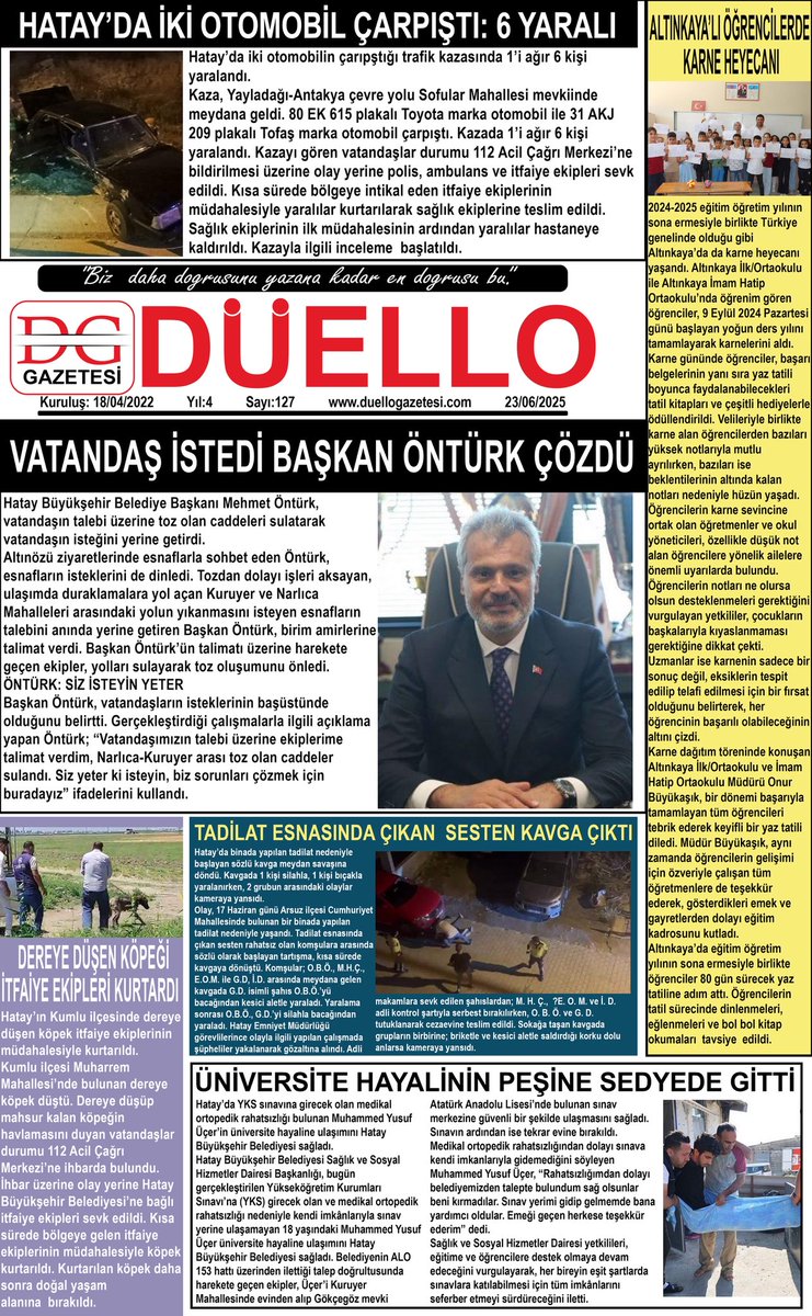 23.06.2025 (Pazartesi) Haftanın Öne Çıkan Haberleri #hatay #antakya #defne #samandağ #yayladağı #kırıkhan #hassa #iskenderun #erzin #payas #dörtyol #altınözü #kumlu #reyhanlı