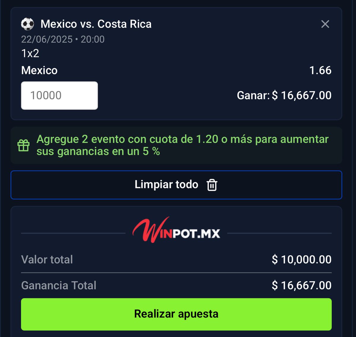Si tuvieras 10 k para apostar 

Se los meterías a que México le gana a Costa Rica? 

SI O NO?