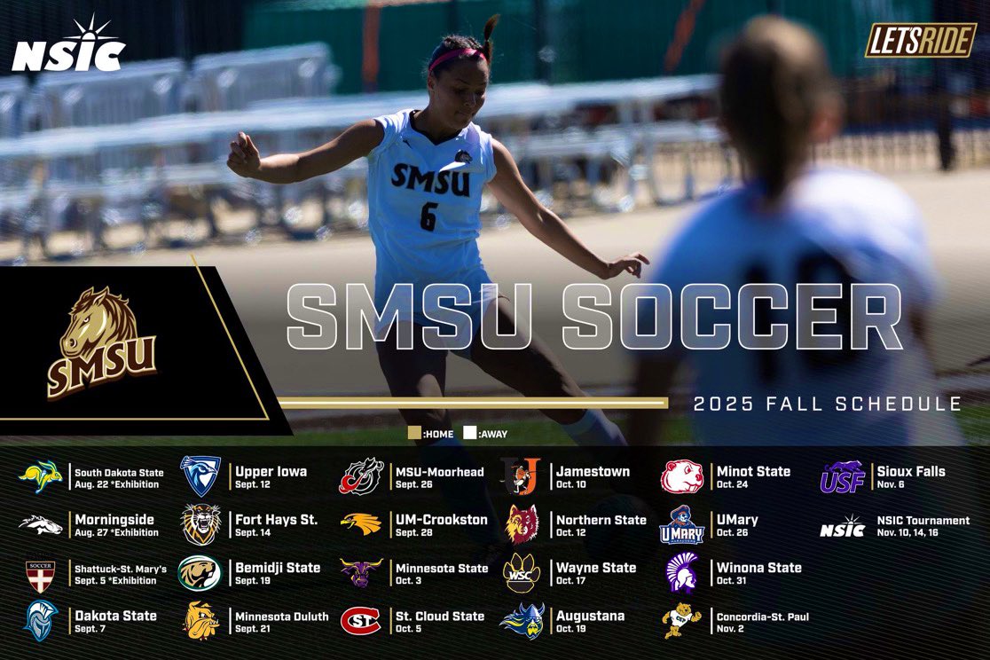 Leah Dehne (2025) (@leah_2025_lmd) on Twitter photo My SMSU Lady Mustangs schedule is out.🐴 Less than a month & a half left until my first practice & match. I can’t wait to get started!🤍⚽️🤎 Go Mustangs!!!! 🙌🏼 #LetsRide <a href="/SMSUSoccer/">SMSU Soccer</a> <a href="/clayglasgo/">Clay Glasgow</a> <a href="/SMSUMustangs/">SMSU Athletics</a> <a href="/NorthernSunConf/">NSIC</a> <a href="/NCAADII/">NCAA Division II</a>
smsumustangs.com/sports/womens-… My SMSU Lady Mustangs schedule is out.🐴 Less than a month & a half left until my first practice & match. I can’t wait to get started!🤍⚽️🤎 Go Mustangs!!!! 🙌🏼 #LetsRide <a href="/SMSUSoccer/">SMSU Soccer</a> <a href="/clayglasgo/">Clay Glasgow</a> <a href="/SMSUMustangs/">SMSU Athletics</a> <a href="/NorthernSunConf/">NSIC</a> <a href="/NCAADII/">NCAA Division II</a>
smsumustangs.com/sports/womens-…