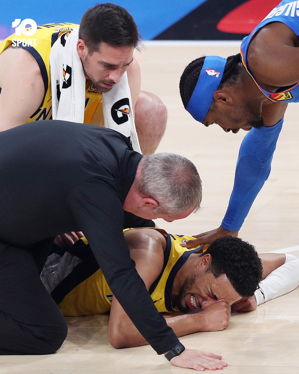 Nobody wanted this.

Pacers star Tyrese Haliburton had to be helped from the court in Game 7 of the NBA Finals after suffering an injury to his leg.

Indiana has confirmed he won't return to the court for the remainder of the game.