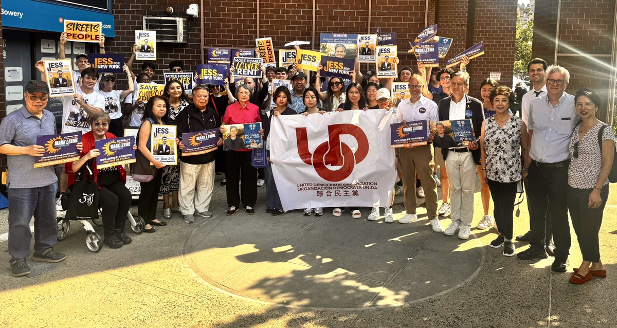 udonyc's tweet photo. Great day to rally Chinatown voters to vote on Tues, June 24 for our incredible endorsed candidates: @MarkLevineNYC for Comptroller, @bradhoylman for MBP, @jesskcoleman for City Council D1 & @sarahbatchu for City Council D2! Thank you @BrianKavanaghNY for standing with #TeamUDO https://t.co/k1zgpsPMC6
