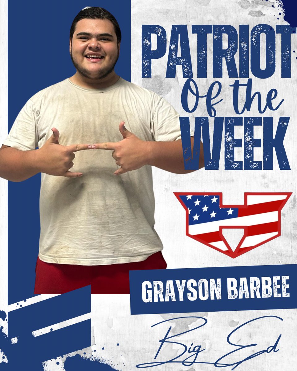 Coach Murray (@coach_murray34) on Twitter photo PATRIOT NATION, this weeks PATRIOT OF THE WEEK is always working to get better! He is a hard worker who loves THE TEAM above self. This young man attacks everyday without excuse. I am proud of his efforts and all he does to BE E.L.I.T.E!!!🤘🏈💪
Art: Pam Waller Murray <a href="/PFL_Sports/">PFL Sports</a> PATRIOT NATION, this weeks PATRIOT OF THE WEEK is always working to get better! He is a hard worker who loves THE TEAM above self. This young man attacks everyday without excuse. I am proud of his efforts and all he does to BE E.L.I.T.E!!!🤘🏈💪
Art: Pam Waller Murray <a href="/PFL_Sports/">PFL Sports</a>