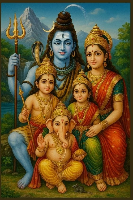 गौरा संग गणराज को, संग लिए शंकर।
भक्ति करे जो प्रेम से, सुख पावै परिवार॥