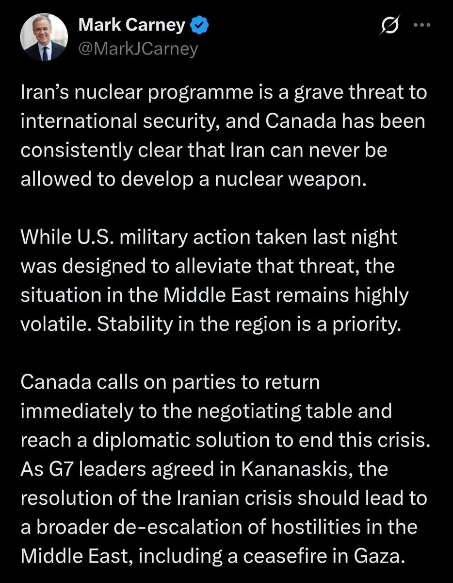 TheMuslimLawyer (@faisalkutty) on Twitter photo What a disgrace.
Shame on you <a href="/MarkJCarney/">Mark Carney</a>
Prime Minister Carney, like every other obedient mouthpiece of empire, opens with the same tired line: βIranβs nuclear program is a grave threatβ¦β You mean the same Iran that has no nuclear weapons, is under constant surveillance What a disgrace.
Shame on you <a href="/MarkJCarney/">Mark Carney</a>
Prime Minister Carney, like every other obedient mouthpiece of empire, opens with the same tired line: βIranβs nuclear program is a grave threatβ¦β You mean the same Iran that has no nuclear weapons, is under constant surveillance