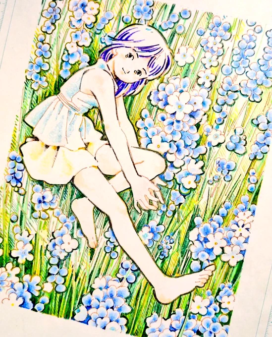 おはようございます朝の再掲のお時間です。 「ラベンダー」 色鉛筆画です。 ラベンダーという言葉を知ったのは「時をかける少女」を通じてでしたねー 本日も良い1日を!