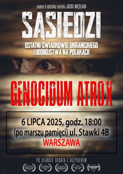 Piotr63802164's tweet photo. Bardzo ważna informacja: Marsz organizowany przez Panią:@Kasiasok123, upamiętniający Polaków, ofiary ukraińskiego ludobójstwa na narodzie polskim z l.1939-1949, odbędzie się 6 lipca 2025 roku, w Warszawie. Rozpoczęcie o godzinie 15:00 z Placu Trzech Krzyży. Około 18:00 planowana jest prelekcja z Red.@jacekmiedlar, w ramach której pokaz 2.odcinka miniserialu pt. "Sąsiedzi" w reżyserii Pana Jacka. Niniejsze plakaty promują opisane wydarzenia. Proszę dzielić się nimi ze swoimi: znajomymi, rodziną i innymi. Najlepiej jednak rozwiesić je na: tablicach, miejscach  do tego przeznaczonych, banerach reklamowych, itd.

Jestem w 100% przekonany co do tego, że dalsze wsparcie i poparcie projektu Pana: @jacekmiedlar pod tytułem "Sąsiedzi", jest jak najbardziej konieczne i mile widziane z punktu widzenia każdego patrioty, który w sposób szczególny chce zadbać o Rzeczpospolitą. W aktualnej chwili nie możemy już marudzić ani narzekać na swój byt, tylko twardo wziąć się do pracy, która może nam przynieść wymierne korzyści w godzinie próby. Nie mam bowiem żadnych wątpliwości co do tego, że jeżeli w dalszym ciągu będziemy zwlekać z popieraniem prawdziwych patriotów. którym zależy na dobrostanie Rzeczpospolitej, za niedługo znajdziemy się w naprawdę dużych tarapatach. Z tego miejsca pragnę poprosić wszystkich ludzi dobrej woli o to, aby wsparli wysiłki Pana Jacka w produkcji miniserialu pod tytułem "Sąsiedzi".