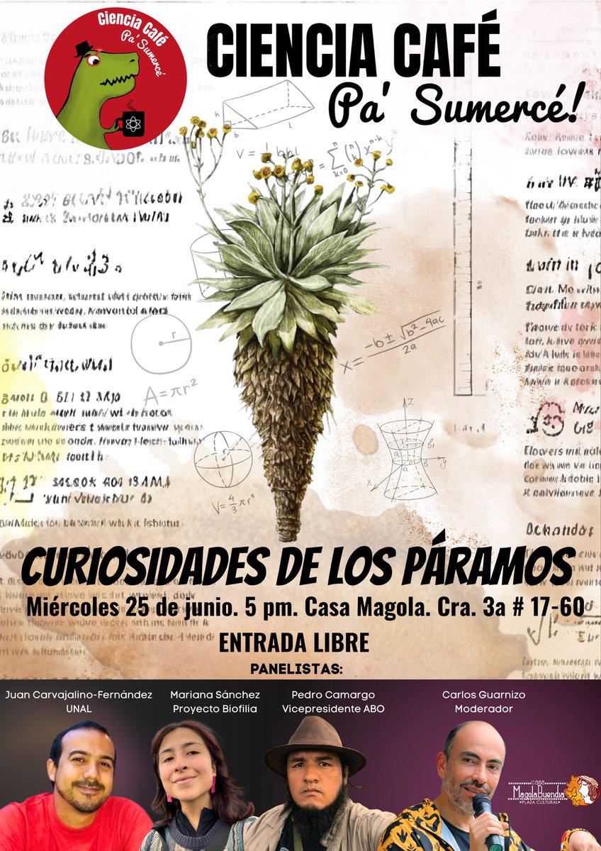 CienciaSumerce's tweet photo. Ven y escucha cosas más allá de los páramos y el agua. Charlaremos con especialistas sobre curiosidades poco conocidas por la mayoría. Entrada libre! Este miércoles 5 pm en Casa Magola en Bogotá. https://t.co/e8uv8D8mje