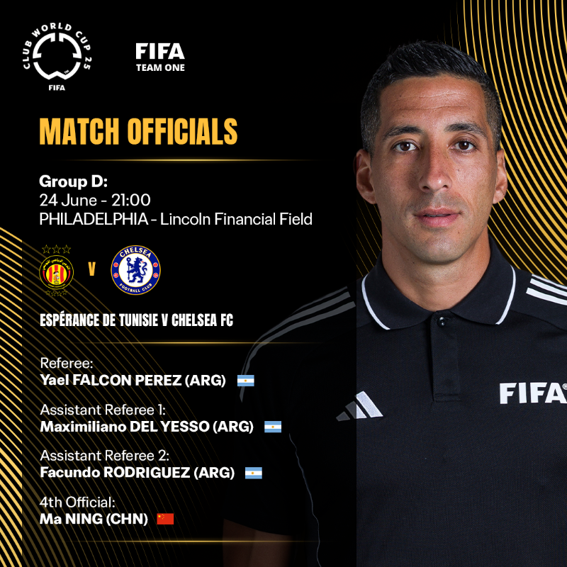 Espérance de Tunis ❤️💛 الترجي التونسي (@estuniscom) on Twitter photo #FIFACWC Group D #ESTCFC | 🇹🇳<a href="/ESTuniscom/">Espérance de Tunis ❤️💛 الترجي التونسي</a> 🆚 <a href="/ChelseaFC/">Chelsea FC</a>🏴 : Appointment of referees / تعيين الحكام / Désignation des arbitres #FIFACWC Group D #ESTCFC | 🇹🇳<a href="/ESTuniscom/">Espérance de Tunis ❤️💛 الترجي التونسي</a> 🆚 <a href="/ChelseaFC/">Chelsea FC</a>🏴 : Appointment of referees / تعيين الحكام / Désignation des arbitres