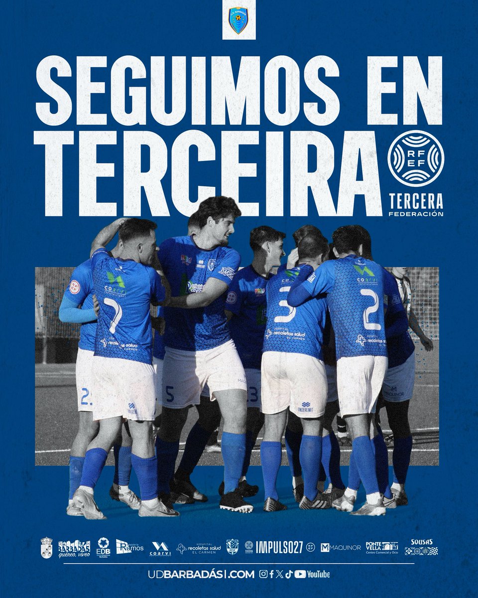UD. BARBADÁS (@udbarbadas) on Twitter photo A UD Barbadás seguirá un competindo en 3ª RFEF .
Dende o clube queremos transmitir a nosa mais sincera noraboa a <a href="/SDSarriana/">SD Sarriana</a> por o ascenso a 2ªRFEF , que en consecuencia trae a nosa permanencia un ano mais en 3ª RFEF.
#FamiliaAzul #SeguimosCrecendo A UD Barbadás seguirá un competindo en 3ª RFEF .
Dende o clube queremos transmitir a nosa mais sincera noraboa a <a href="/SDSarriana/">SD Sarriana</a> por o ascenso a 2ªRFEF , que en consecuencia trae a nosa permanencia un ano mais en 3ª RFEF.
#FamiliaAzul #SeguimosCrecendo