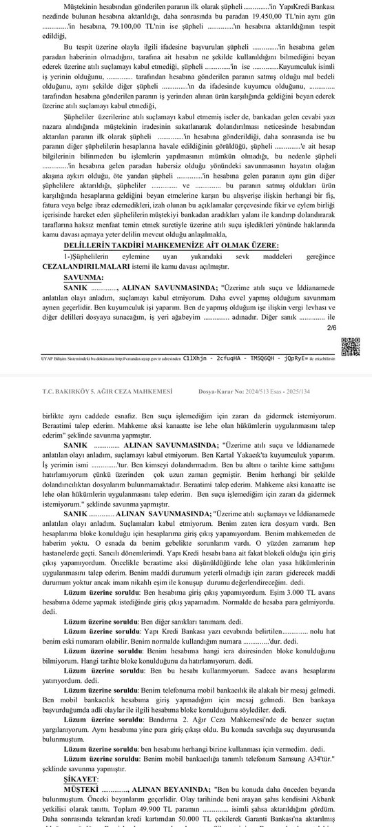 Avhakkisavun's tweet photo. Banka hesabına para geldiği için Nitelikli Dolandırıcılık iddiasıyla Ağır Cezada yargılanan müvekkile dair verilen Beraat kararına dair gerekçeli kararı. Banka hesaplarını suça özgürlediğine dair delilin bulunmaması ve şüpheden sanık yararlanır ilkesi📌 https://t.co/iyKBrzSnQO