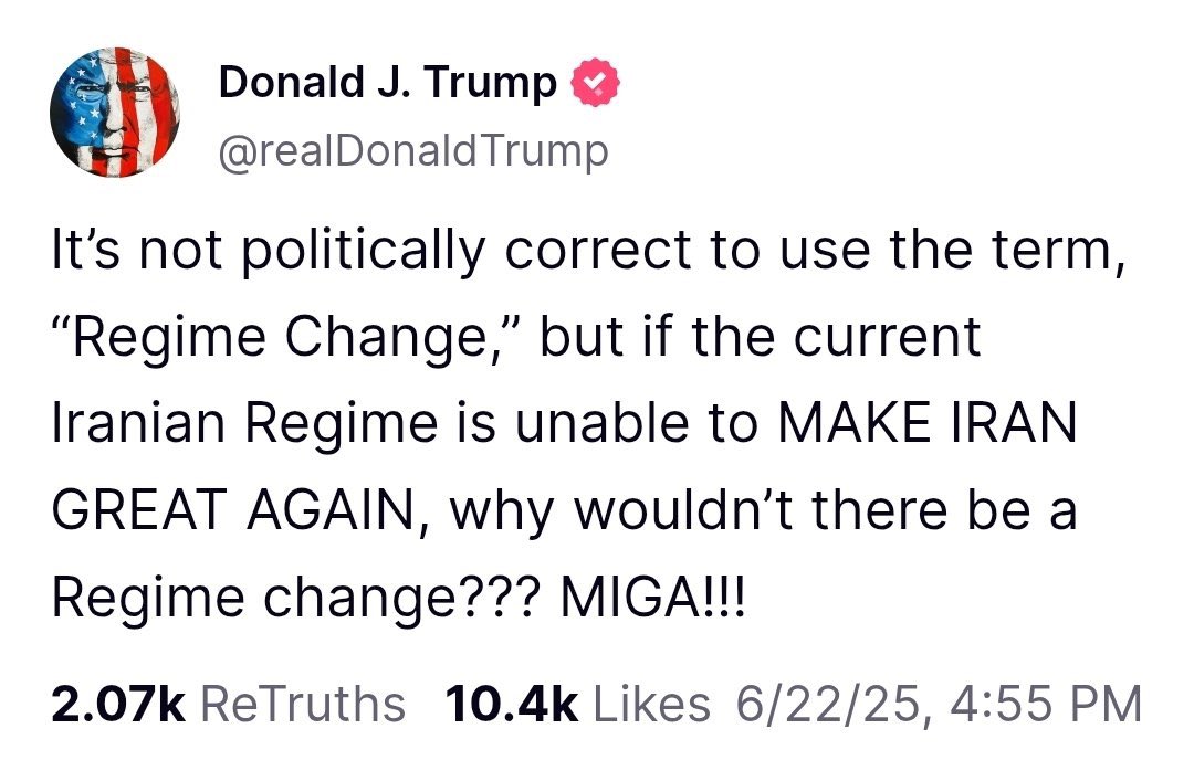Me_Unstoppable2's tweet photo. نمیگیم Regime Change

میگیم 
Make Iran Great Again 

#پاينده_ایران ❤️🤍💚
#MIGA 
#جاويدشاه‌ https://t.co/6RkI8vJlBP