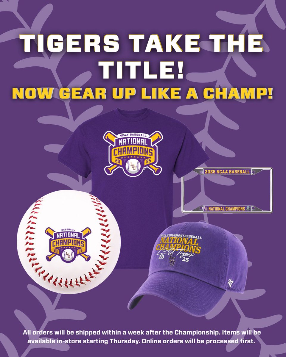 LSU does it again! 8 National Titles! Don't miss out on your exclusive championship apparel right here at the LSU Alumni Giftshop! GEAUX TIGERS! hubs.la/Q03t5y7s0

#lsualumniassocation #geauxtigers #foreverlsu #cwschamps #lsubaseballnationalchampions #lsubaseball