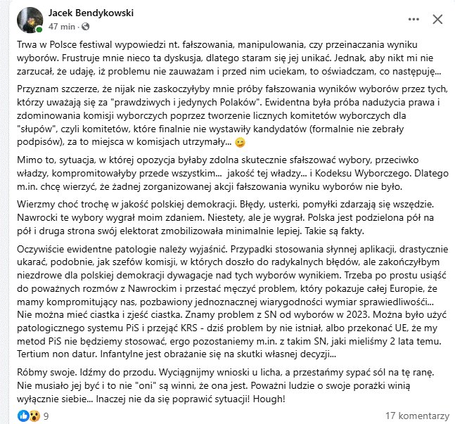 Rozterki duszne Jacka Bendykowskiego z gdańskiej Platformy Obywatelskiej. Giertych chyba go nie przekonał..