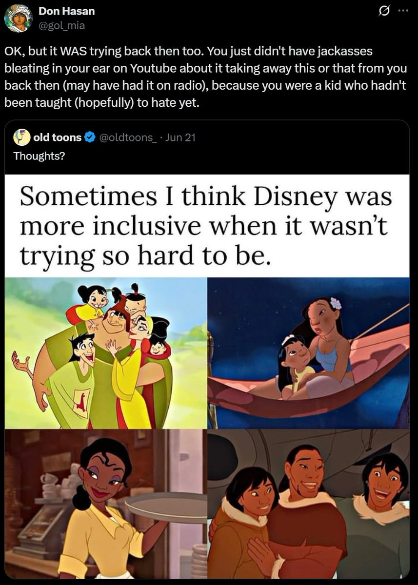 Wrong. The difference is inclusion before was based on colorblindness, and individualism. The hallmarks of America. Now under the banner of wokeness, their form of "inclusion" is based on attacking American ideals of individualism, merit, and colorblindness.