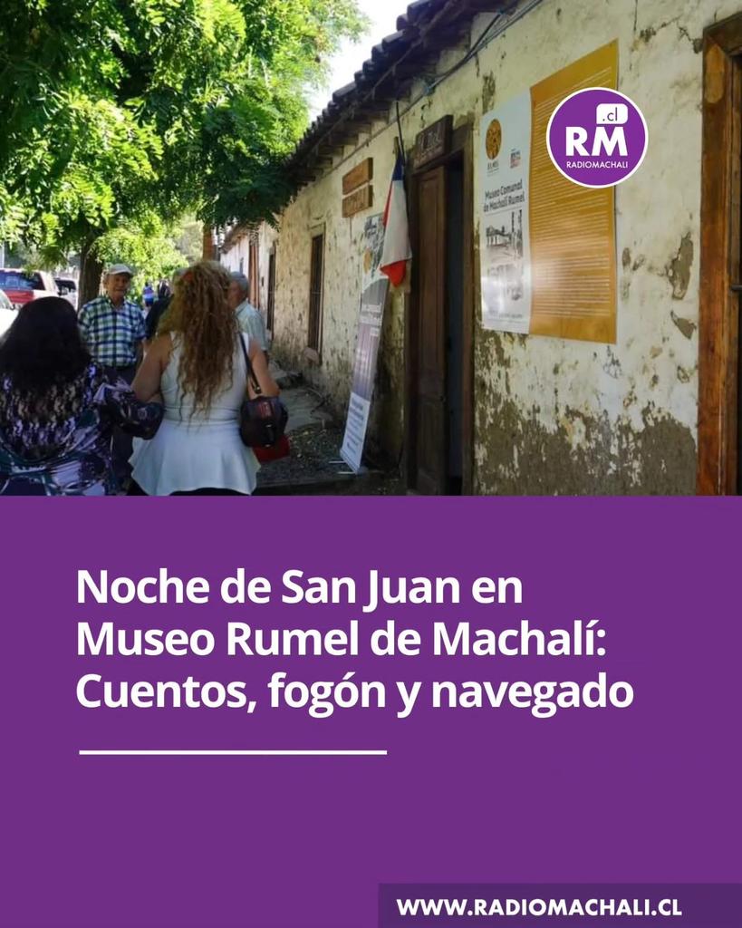 🔥 Este lunes 23 desde las 18:00 hrs, el #MuseoRumel celebra la mística Noche de San Juan: canto a lo poeta, relatos, recorrido patrimonial, fogón y deliciosos navegados.
🎟️ Entrada liberada con aporte voluntario.
¡Ven a vivir la tradición!
#RadioMachalí #SomosLocales