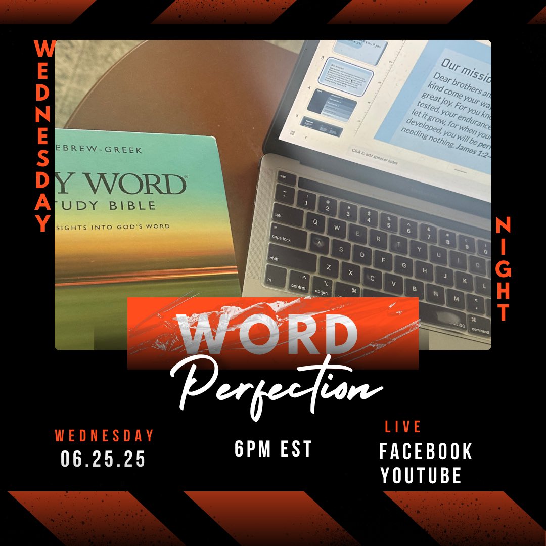 Just finished writing the sermon for Wednesday Night Word! “Perfection is My Responsibility” You don’t want to miss this. Live on Facebook and YouTube 6pm est.