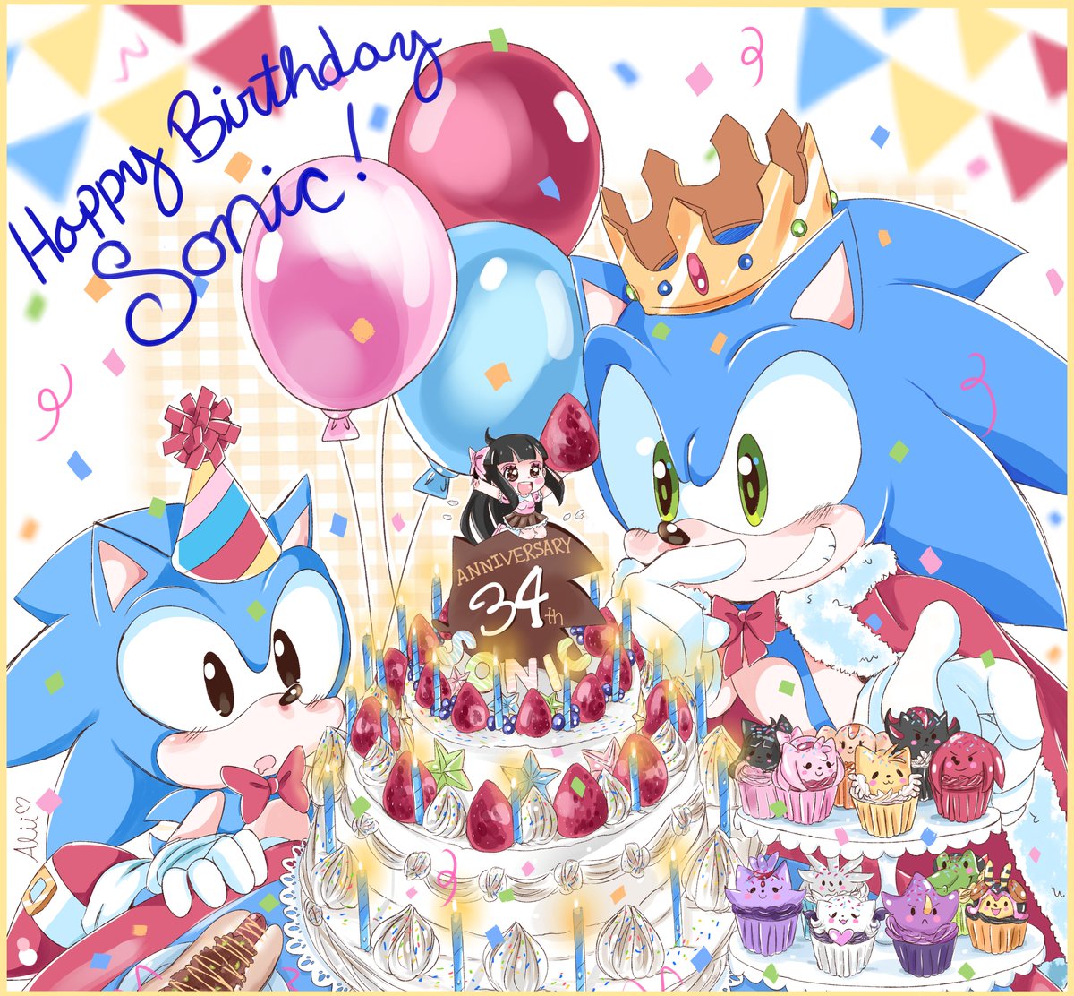 HAPPY BIRTHDAY SONIC! 
it's party time!💙🎈🎉
#ソニックバースデー2025
#SonicTheHedgehog #Sonic34th