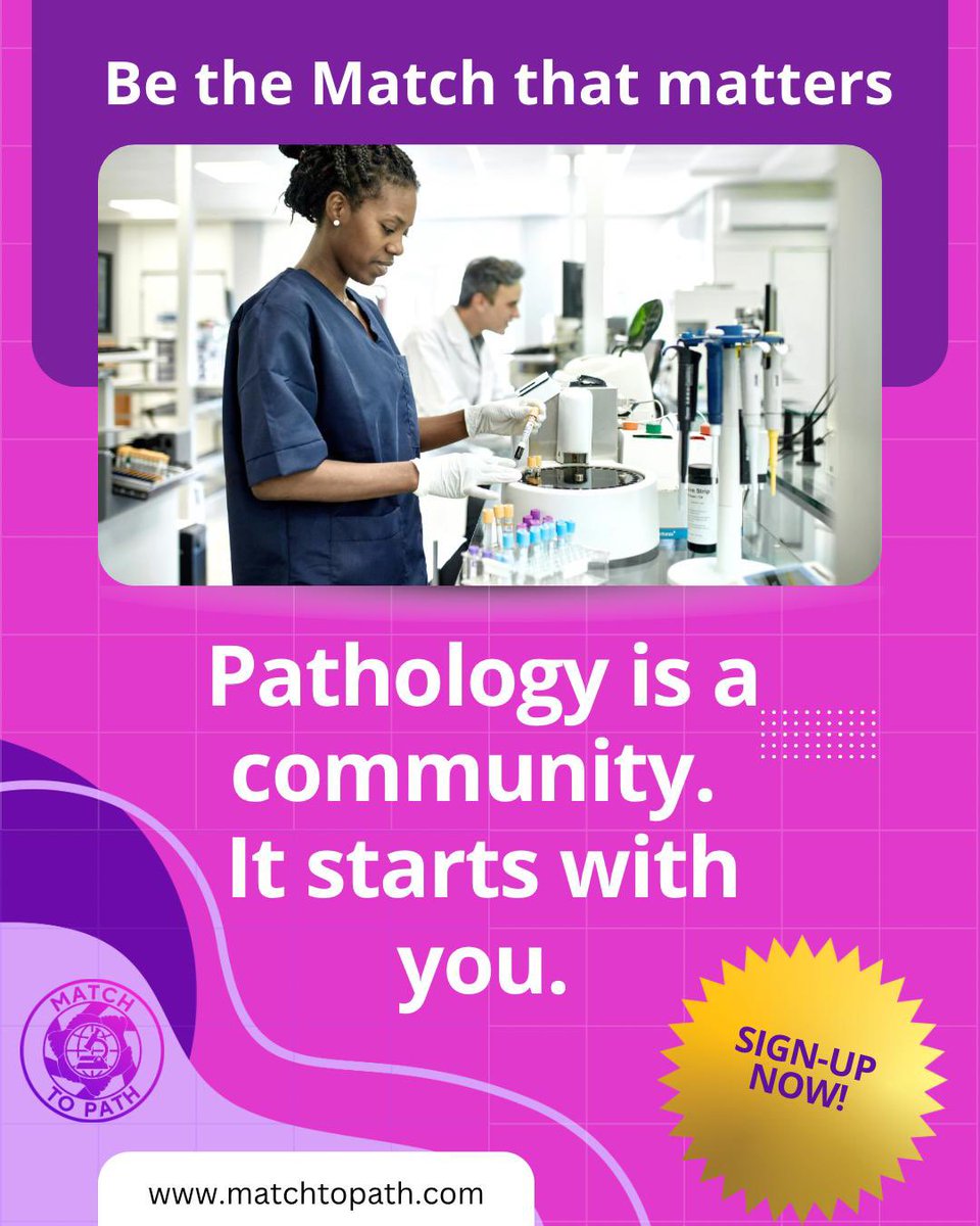 MatchToPath's tweet image. Pathologists & trainees—be the one who makes a difference.
Support students through the match with mock interviews, CV reviews, or statement edits. Your insight could change a career. 💬🔬 Sign-up using 👉
tinyurl.com/y3hpyt26
#PathMatch #MedTwitter #PathologyMentor