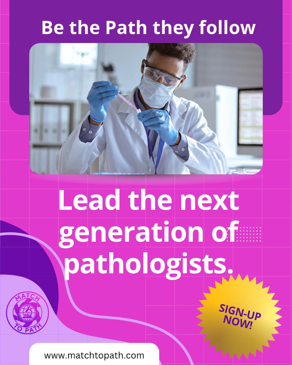 MatchToPath's tweet image. Pathologists & trainees—be the one who makes a difference.
Support students through the match with mock interviews, CV reviews, or statement edits. Your insight could change a career. 💬🔬 Sign-up using 👉
tinyurl.com/y3hpyt26
#PathMatch #MedTwitter #PathologyMentor
