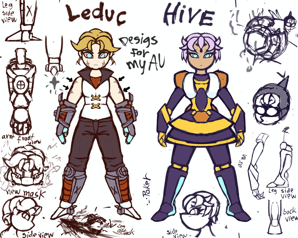 Leduc &amp; Hive design for my AU! #Skullgirls