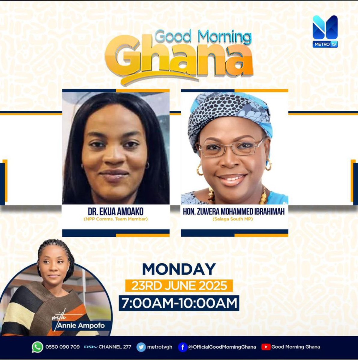Bagya Nurudeen (@bagya_nurudeen) on Twitter photo Kindly tune in to the Good Morning Ghana Show with Dr. Ekua Amoakoh (<a href="/DrEAmoakoh/">Dr Ekua Amoakoh</a>) tomorrow at 7 am sharp! Don't miss it! Kindly tune in to the Good Morning Ghana Show with Dr. Ekua Amoakoh (<a href="/DrEAmoakoh/">Dr Ekua Amoakoh</a>) tomorrow at 7 am sharp! Don't miss it!