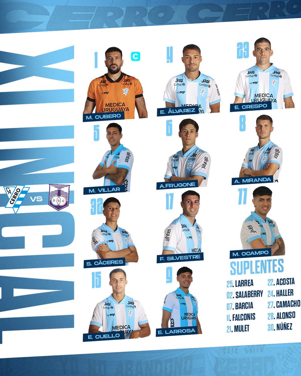 👥 El once de Tabaré Silva

¡CON GARRA Y CON VALENTÍA!

#SomosElBarrio | #IdentidadCerro