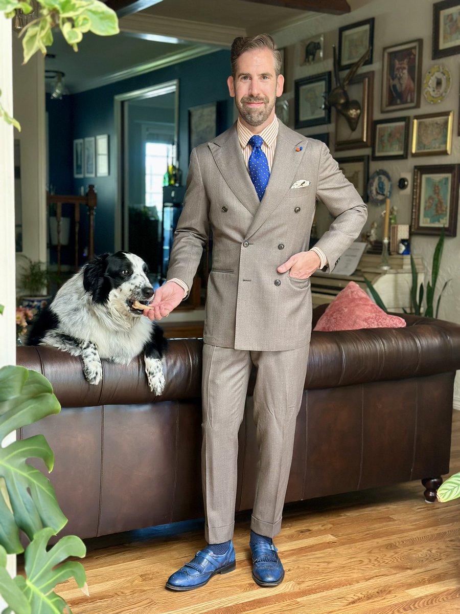 Working tonight, but also ready to Thunder Up! ⚡️🔵🟠. Percy is also ready for a treat.  🦴