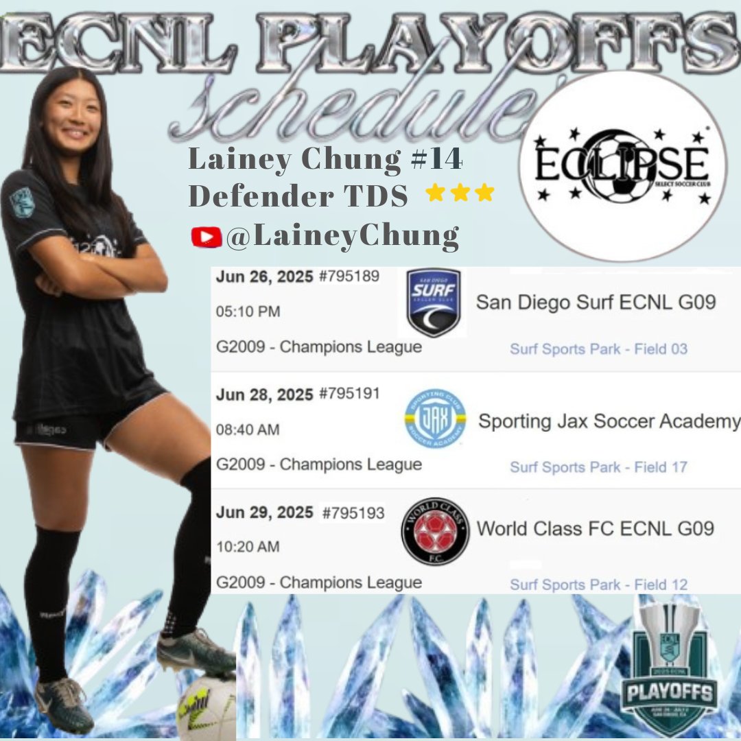 It's time for #ECNLPlayoffs. Let's go <a href="/2009EclipseEcnl/">Eclipse Select 2009 ECNL</a>‼️

<a href="/TopDrawerSoccer/">TopDrawerSoccer</a> <a href="/PrepSoccer/">Prep Soccer ⚽️</a> <a href="/ImYouthSoccer/">ECNL/GA/Recruiting/College Soccer</a>
<a href="/TheSoccerWire/">SoccerWire</a> <a href="/ImCollegeSoccer/">College Soccer Truth ™</a> <a href="/ECNLgirls/">ECNL Girls</a>
<a href="/EclipseSelectSC/">Eclipse Select SC</a>